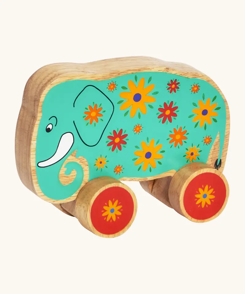 Lanka Kade Elephant Push Along - Green Flower 1