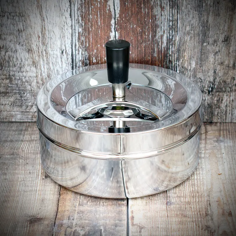 Large Spinner Ashtray - Polished Chrome - 14Cm 1