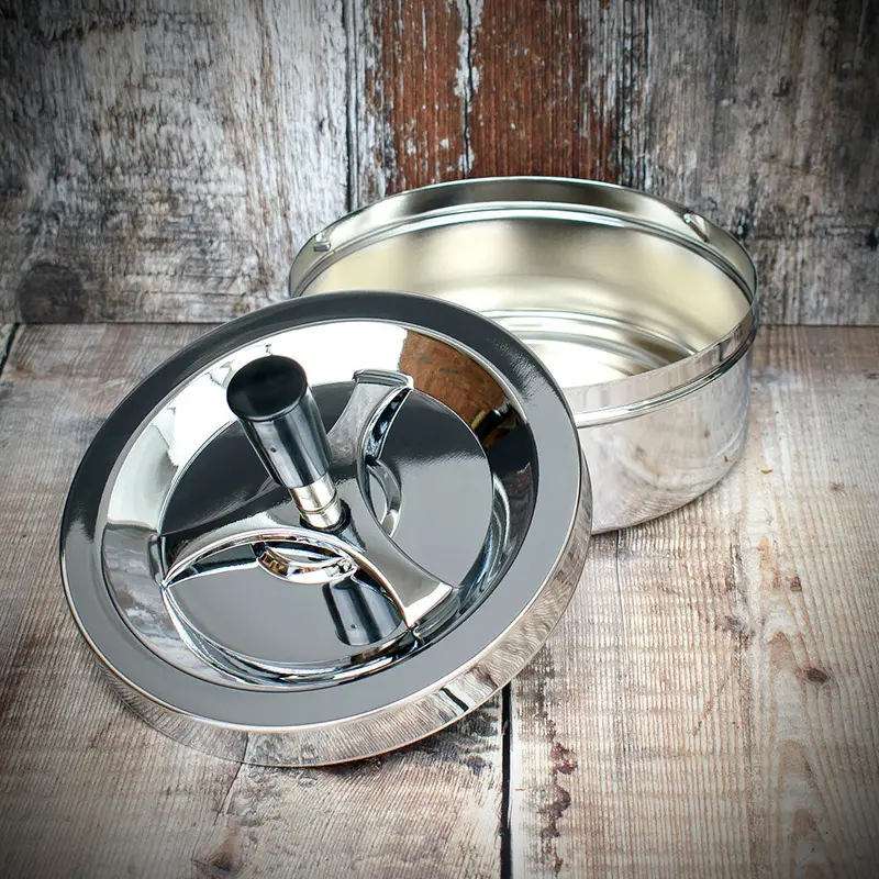 Large Spinner Ashtray - Polished Chrome - 14Cm 2