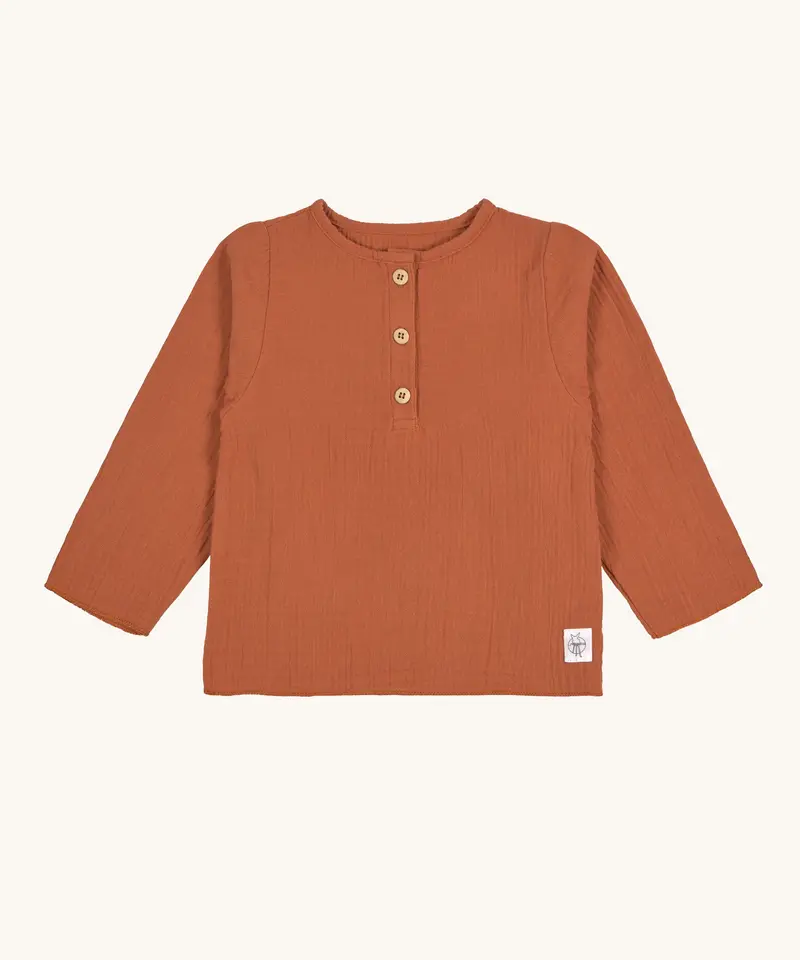 Lassig Long Sleeve Muslin Shirt - Rust 1