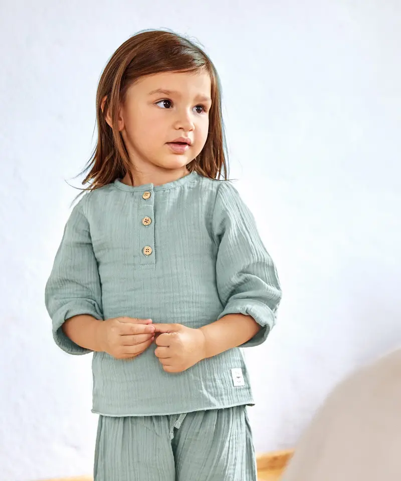 Lassig Long Sleeve Muslin Shirt - Silver Grey 4