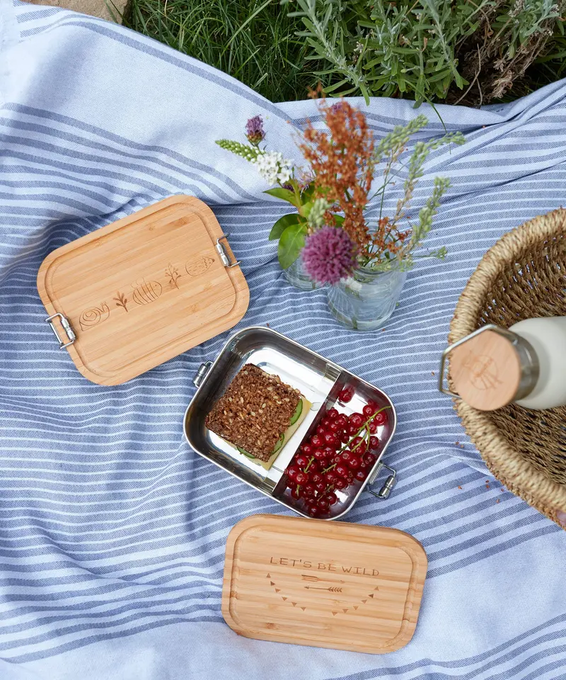 Lassig Stainless Steel Bamboo Lunchbox - Garden Explorer 2