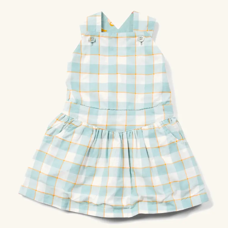 Lgr Soft Blue Checkered Pinafore Dress 1