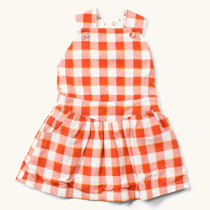 Lgr Soft Red Checkered Pinafore Dress 1
