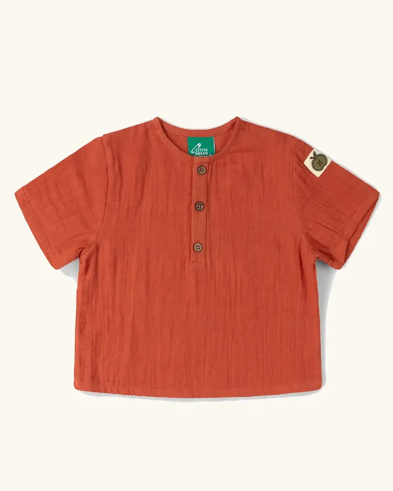 Litte Green Radicals Short Sleeved Henley Top - Burnt Ochre 2