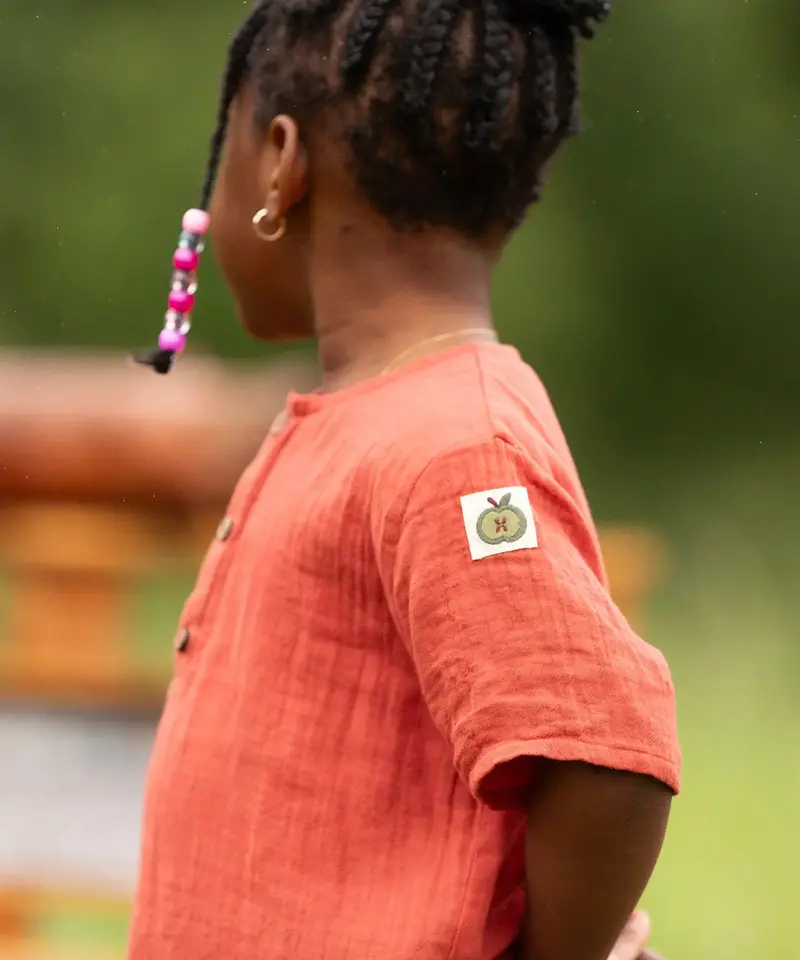 Litte Green Radicals Short Sleeved Henley Top - Burnt Ochre 4