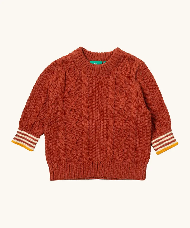 Little Green Radicals Aran Knitted Jumper - Ginger 1