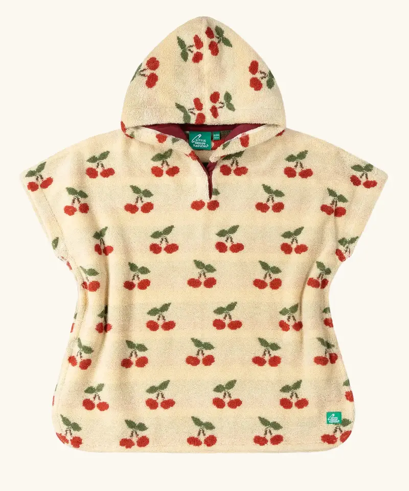 Little Green Radicals Baby Towel Poncho - Little Cherries 1