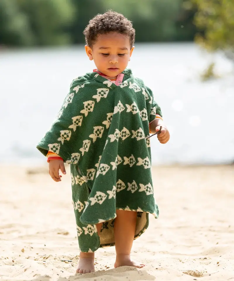 Little Green Radicals Baby Towel Poncho - Swimming Fish 1