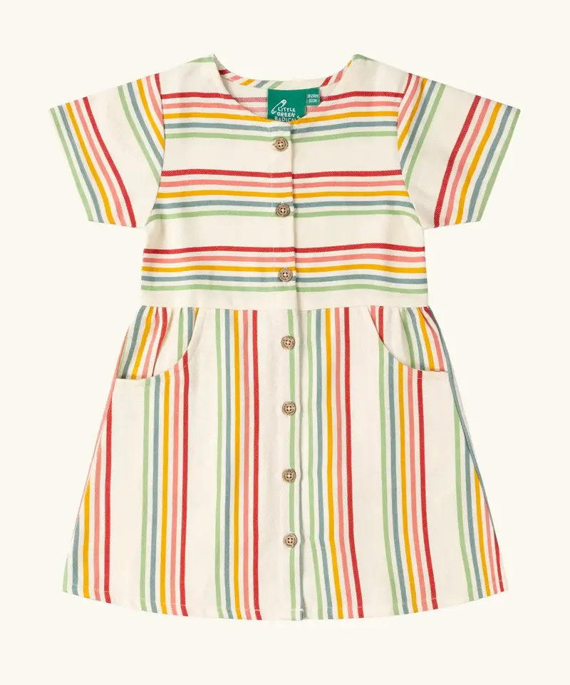 Little Green Radicals Button Short Sleeve Summer Dress - Rainbow 1