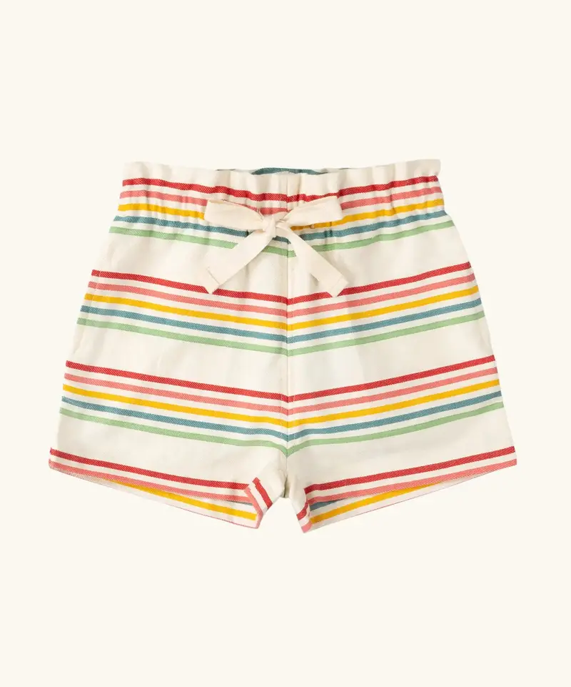 Little Green Radicals By The Sea Twill Shorts - Rainbow Stripe 1