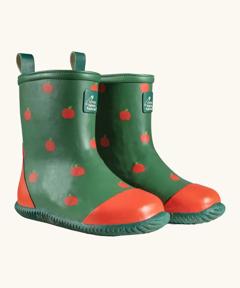 Little Green Radicals Classic Wellington Boots - Red Apples 1
