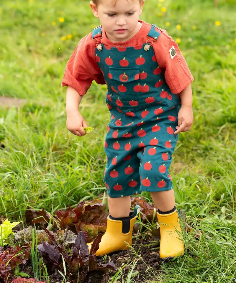Little Green Radicals Dungaree Shorts - Apple Blue 2