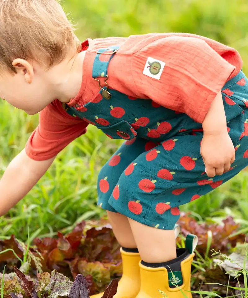 Little Green Radicals Dungaree Shorts - Apple Blue 3