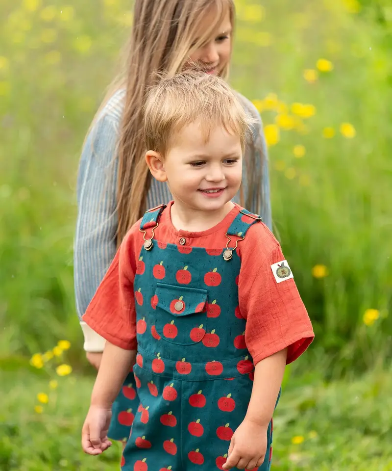 Little Green Radicals Dungaree Shorts - Apple Blue 4