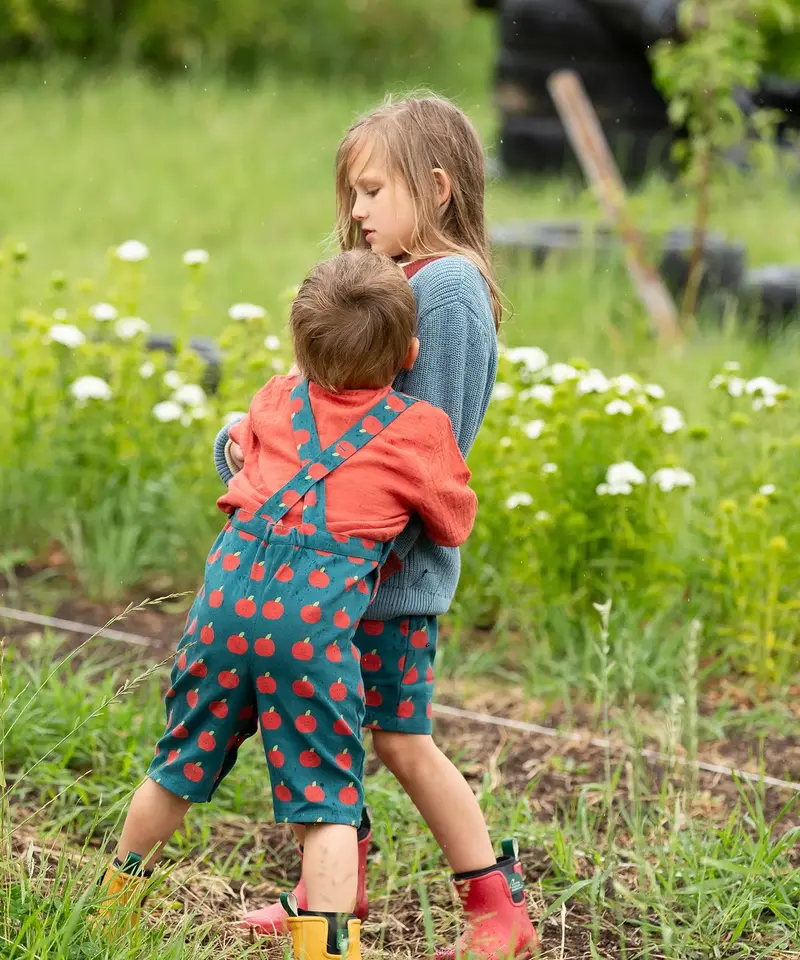 Little Green Radicals Dungaree Shorts - Apple Blue 5