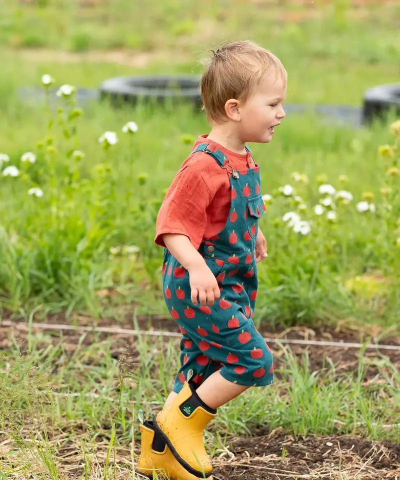 Little Green Radicals Dungaree Shorts - Apple Blue 6