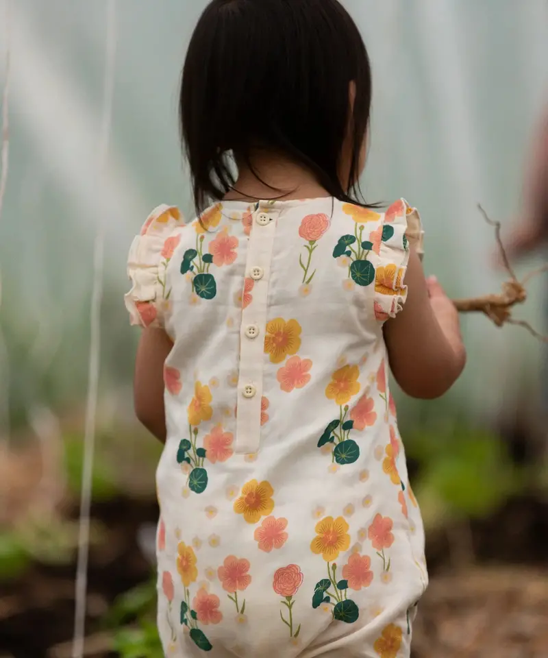 Little Green Radicals Frill Summer Romper - Flora 4