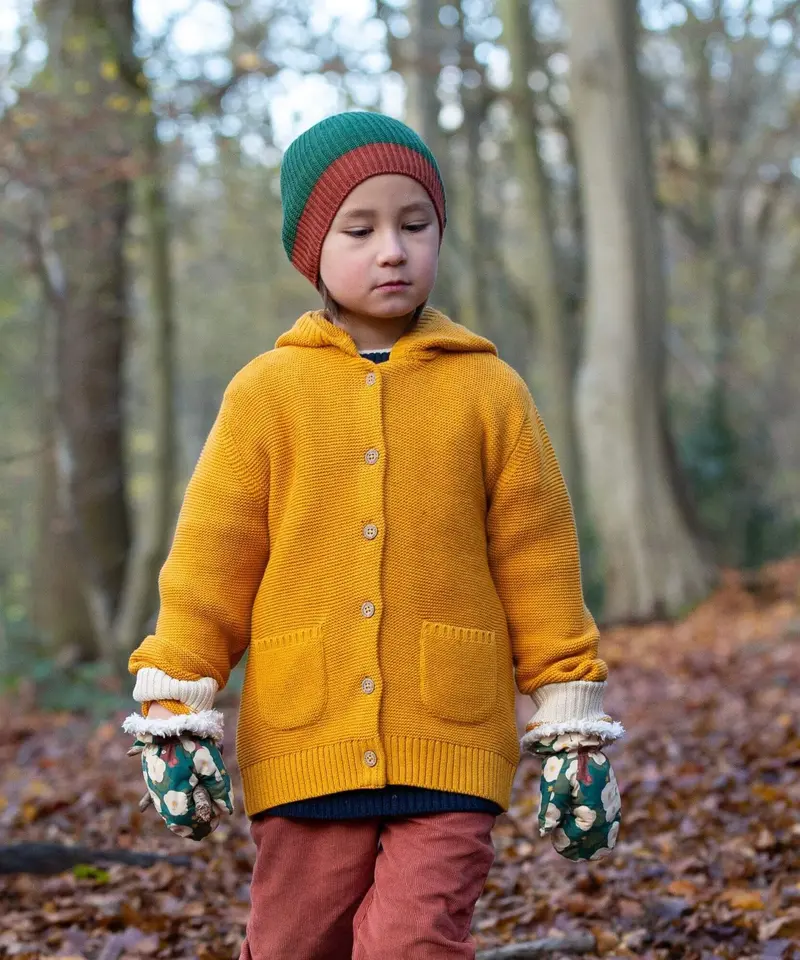 Little Green Radicals Hooded Knitted Cardigan - Gold 2