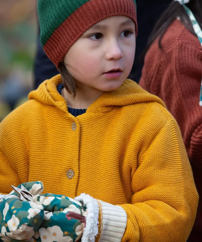 Little Green Radicals Hooded Knitted Cardigan - Gold 3