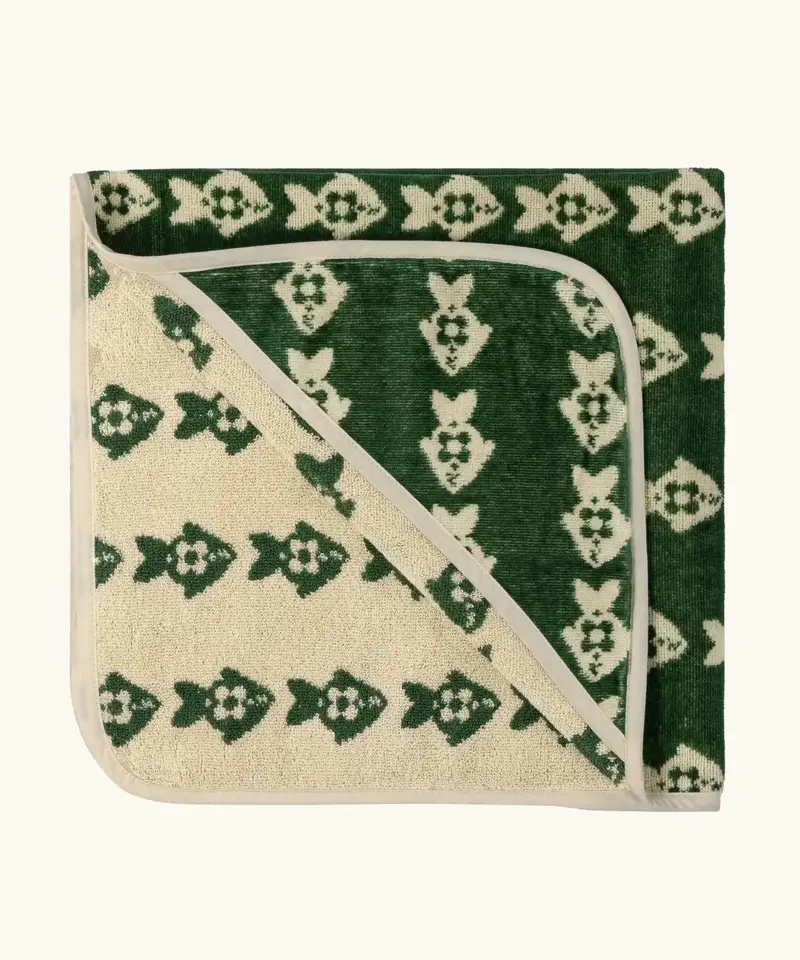 Little Green Radicals Hooded Towel - Swimming Fish 1