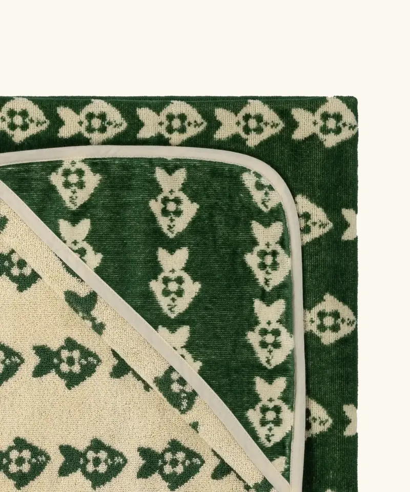 Little Green Radicals Hooded Towel - Swimming Fish 2