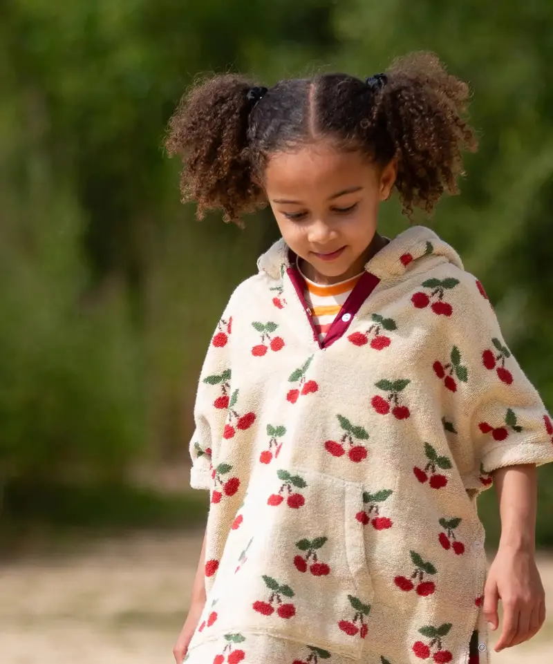 Little Green Radicals Kids Towel Poncho - Little Cherries 1