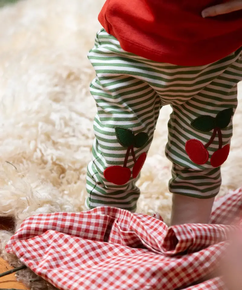 Little Green Radicals Knee Patch Joggers - Cherry 3