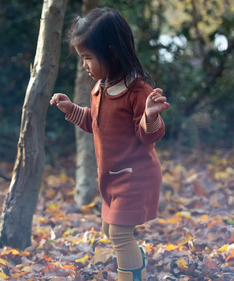 Little Green Radicals Knitted Collar Dress - Ginger 3