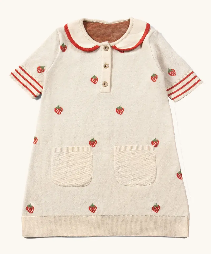 Little Green Radicals Knitted Collar Dress - Strawberry Days 1