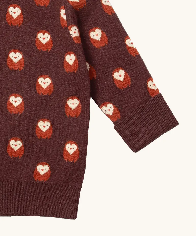 Little Green Radicals Knitted Jumper - Brown Owl 4