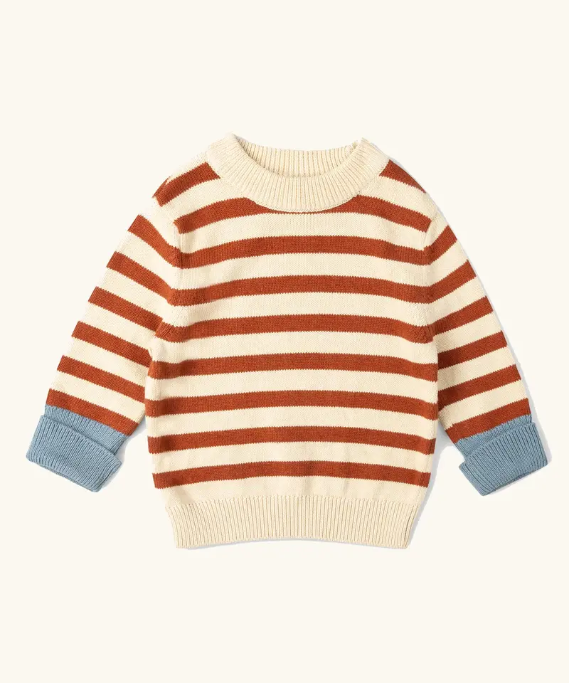 Little Green Radicals Knitted Jumper - Ginger Stripe 1