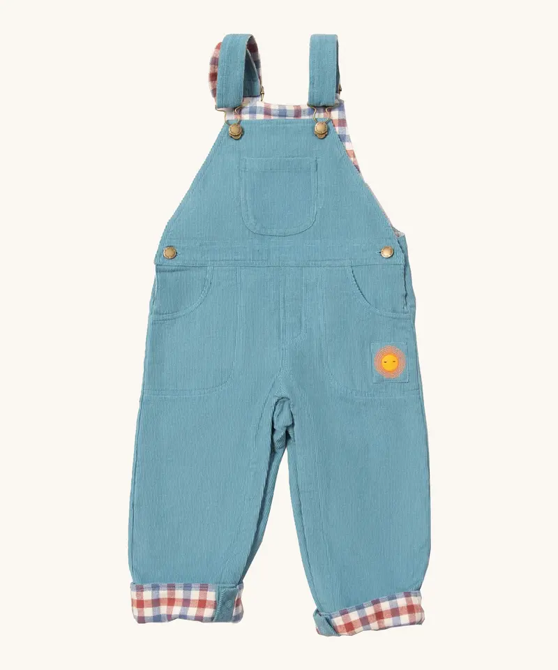 Little Green Radicals Lined Cord Dungarees - Pale Blue 1