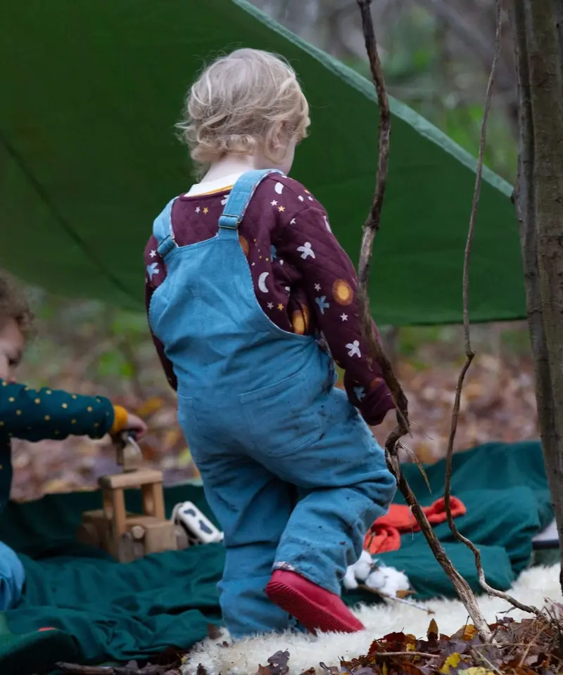 Little Green Radicals Lined Cord Dungarees - Pale Blue 3