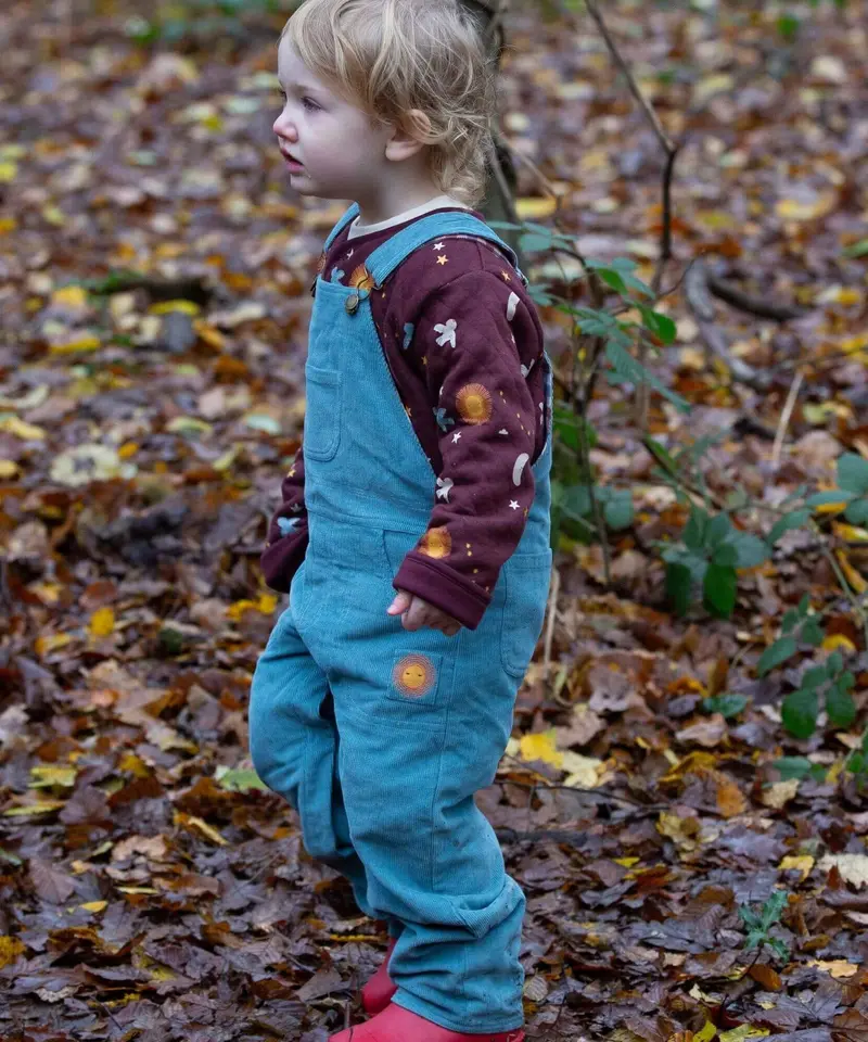 Little Green Radicals Lined Cord Dungarees - Pale Blue 5