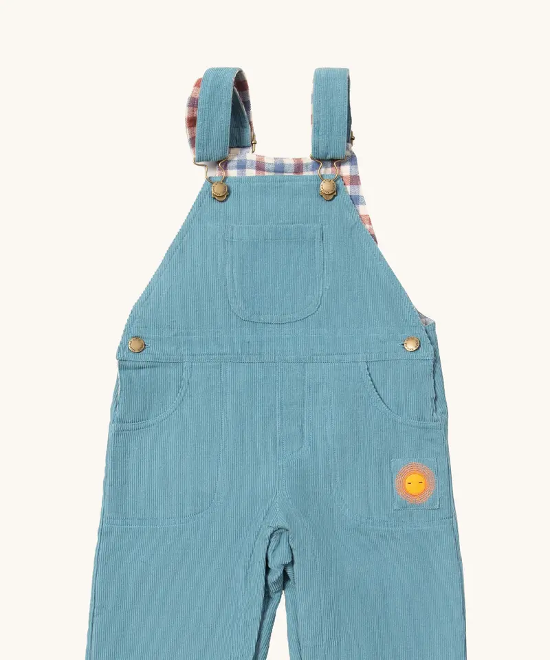 Little Green Radicals Lined Cord Dungarees - Pale Blue 6