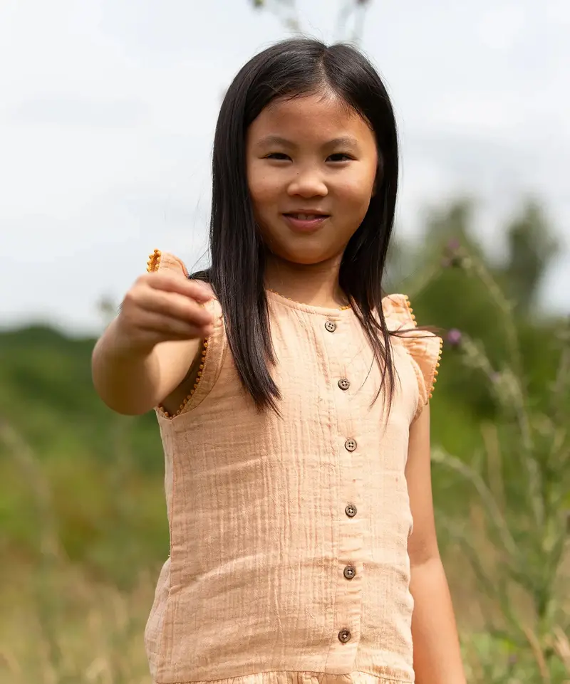 Little Green Radicals Muslin Dress - Coral Pink 3