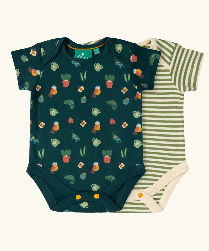 Little Green Radicals Organic Baby Bodysuit 2 Pack - Spring Garden 1