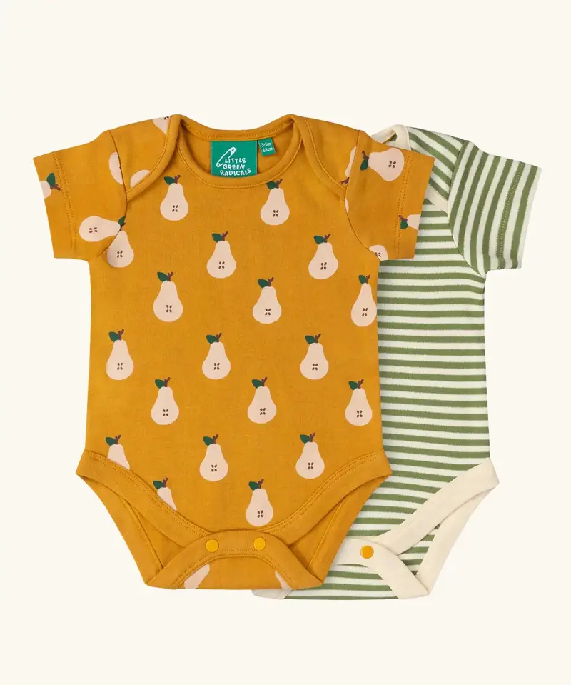 Little Green Radicals Organic Baby Bodysuit 2 Pack - Summer Pears 1