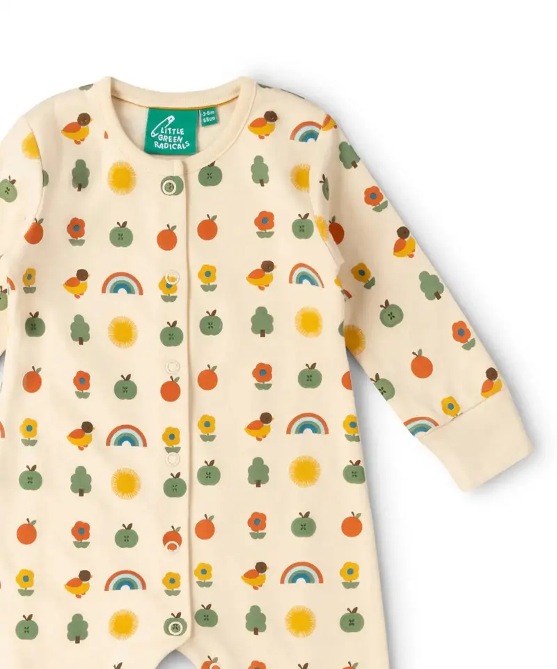Little Green Radicals Organic Babygrow - Vintage Rainbows 2