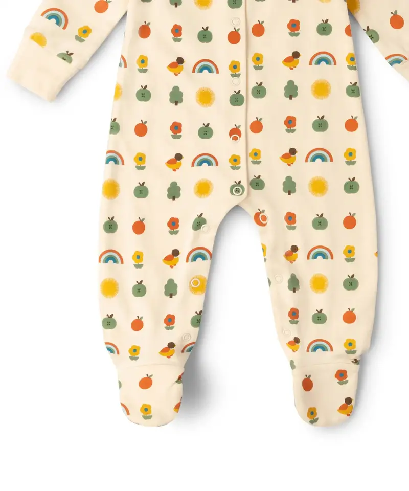 Little Green Radicals Organic Babygrow - Vintage Rainbows 3