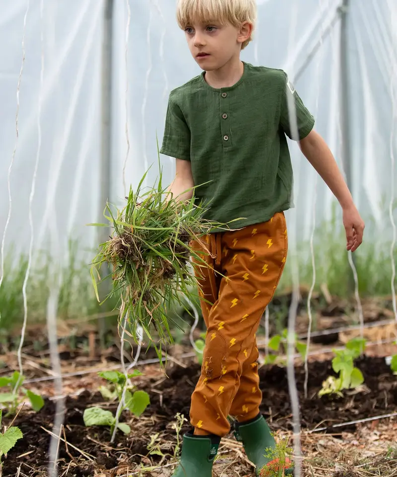 Little Green Radicals Organic Cosy Joggers - Gold Lightning 2