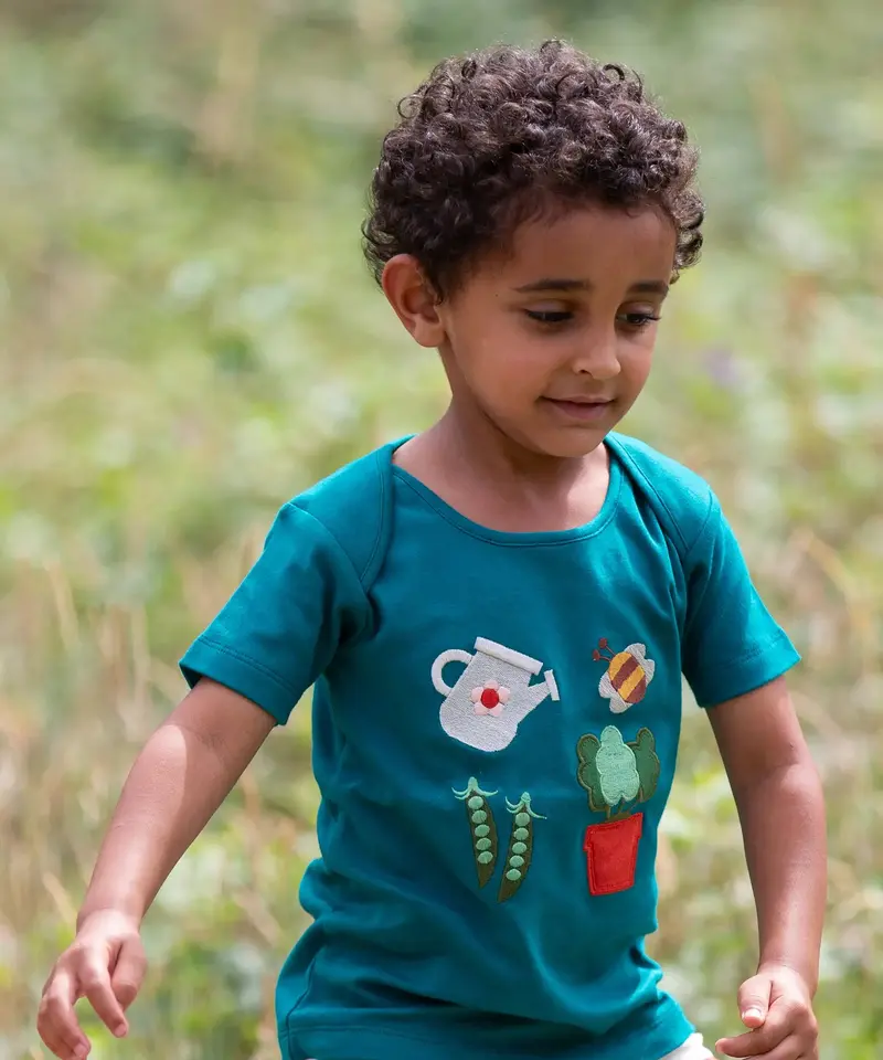 Little Green Radicals Organic Short Sleeve T-Shirt - Spring Garden 2