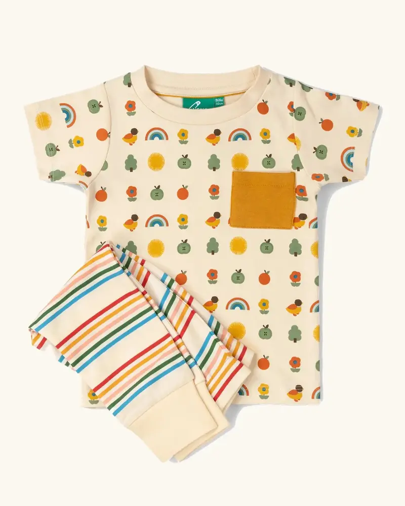 Little Green Radicals Organic T-Shirt & Jogger Playset - Vintage Rainbows 1