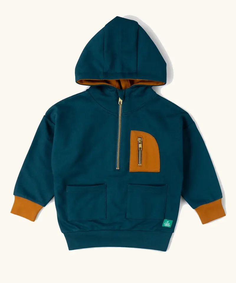 Little Green Radicals Quarter Zip Hoodie - Atlantic Blue 1
