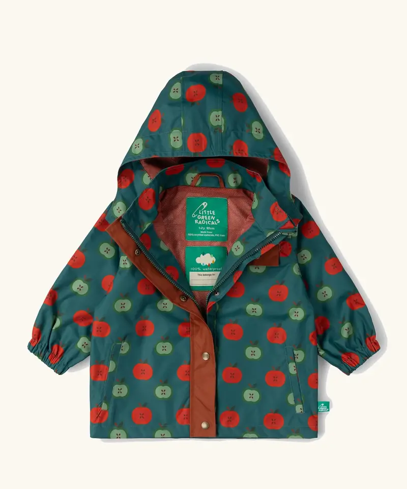 Little Green Radicals Recycled Waterproof Raincoat - Apple Picking 1