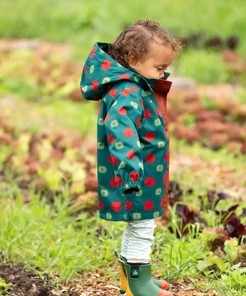 Little Green Radicals Recycled Waterproof Raincoat - Apple Picking 4