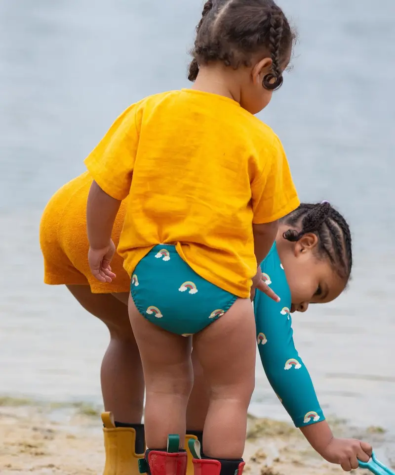 Little Green Radicals Reusable Swim Nappy - Teal Rainbows 3