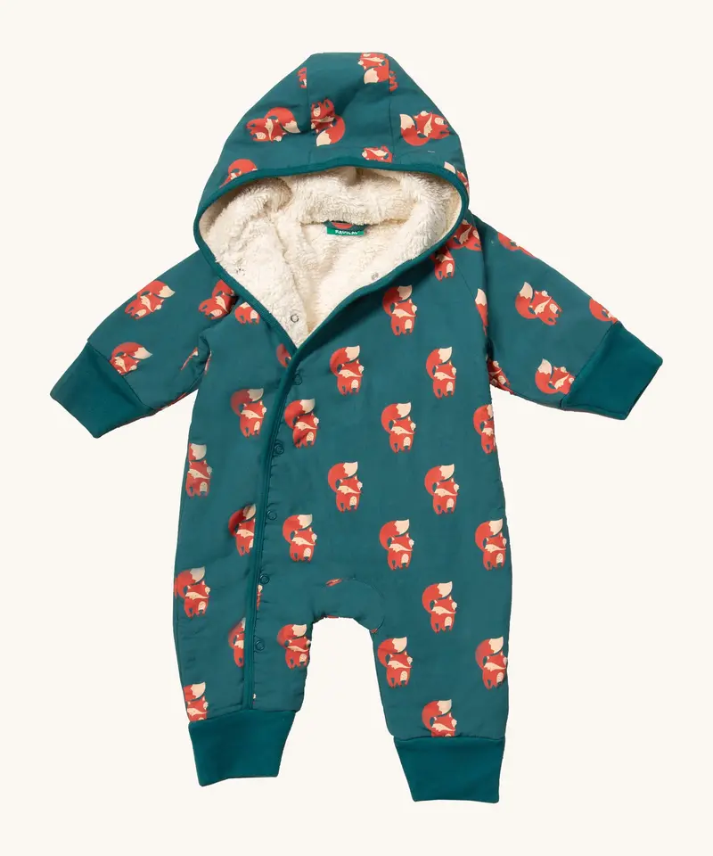 Little Green Radicals Sherpa Fleece  Snowsuit - Red Foxes 1