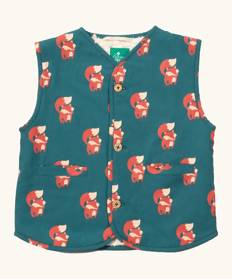 Little Green Radicals Sherpa Reversible Gilet - Red Foxes 1